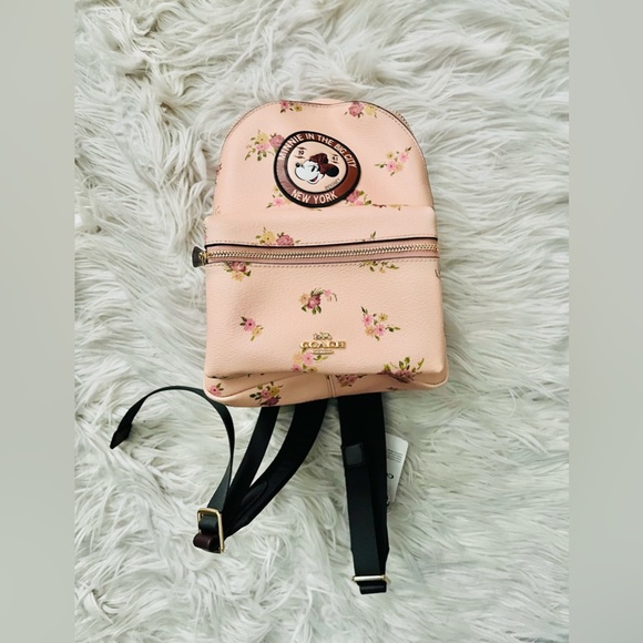 Coach Disney Minnie Mouse Vintage Pink Floral Charlie Mini Backpack Purse F29354 - Picture 6 of 10